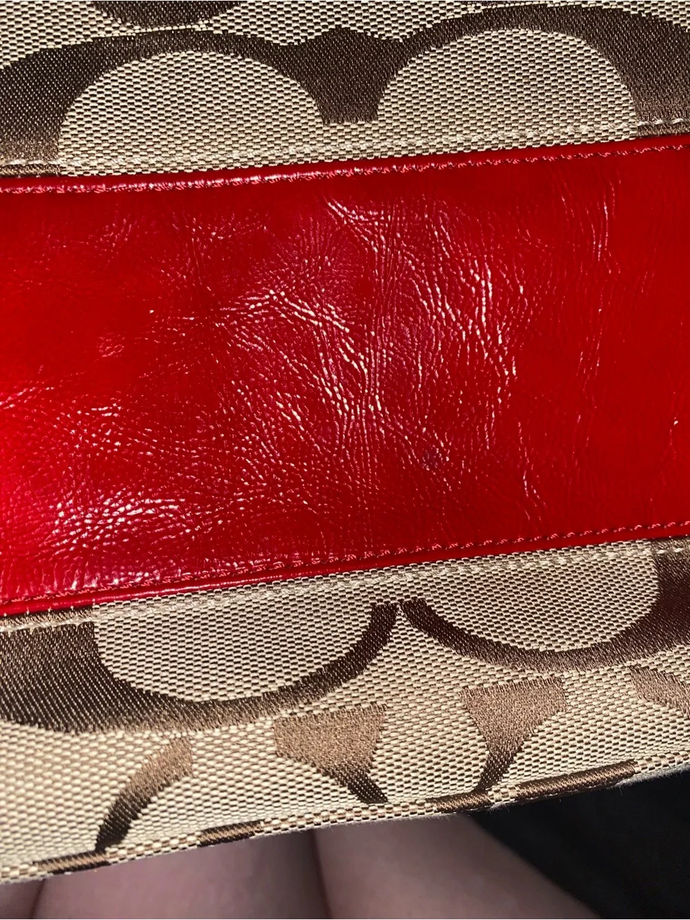 Coach Red Leather Interior Signature Tote